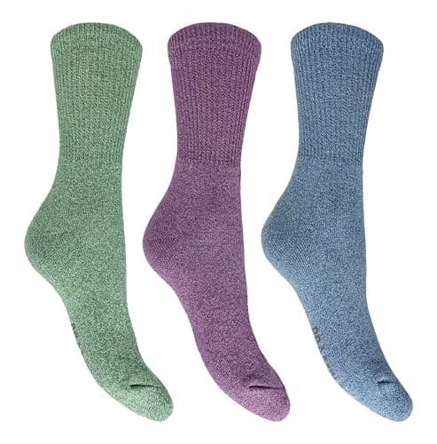 Image of Bramble - Ladies Bamboo All Terrain Socks | 3 Pairs | U.K. Size 4-7 | Green/Purple/Blue Ladies walking boot socks, bamboo, outdoor comfort hiking, outdoor activity socks