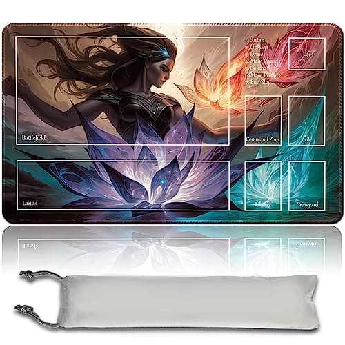 Image of Board Game MTG Playmat + Free Waterproof Bag, Stitched Edges, Smooth Rubber Surface, MTG PlayMat with Zones (An Original Angel of Flight Alabaster Playmat) (MTG (5))