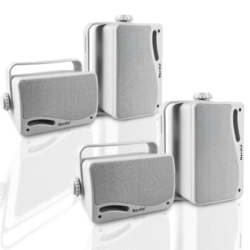 Image of Herdio 3.5 Inch 400 Watts Bluetooth Outdoor Speakers Wired Waterproof Powerful Bass Wall Mount Speakers for Home Patio Garden Porch Indoor Deck,4-Pack White