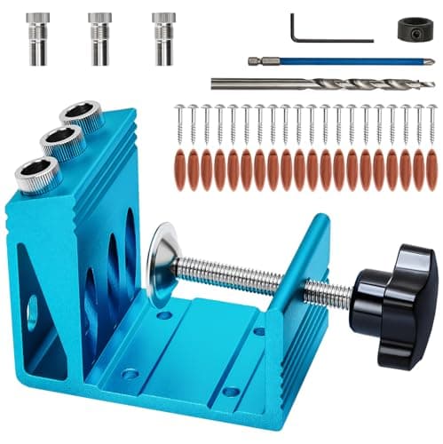 Image of Pocket Hole Jig Kit All-in-One System 3 Drill Guide Joint Angle Tool Dowel Drill Joinery Screw Kit DIY Woodworking Tools Carpentry Locator