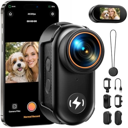 Image of CAMWORLD 4K POV Camera with 64GB Card, WiFi Thumb Action Camera with 1.47" Screen Portable Hands-Free Body Camera Magnetic Mount Sport Cam for TikTok/YouTube/Vlogging