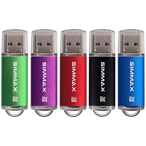 Image of Memory Stick 5 Pack 32GB USB 2.0 Flash Drives Thumb Drive Pen Drive by SIMMAX (32GB Green Purple Red Black Blue)