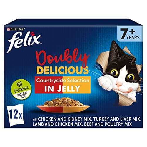 Image of FELIX Doubly Delicious 7+ Meaty Selection in Jelly Wet Cat Food 12x100g (Pack of 4)