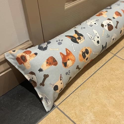 Image of Snugglemore Draught Excluder Fabric Cotton Door Window Draught Cushion Guard Animal Prints (Pups)