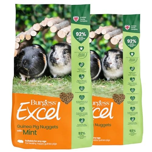 Image of Burgess Excel Guinea Pig Food with Mint, 6kg – Guinea Pig Nuggets for Adult Guinea Pigs – High Fibre, Mint Guinea Pig Pellets (Pack of 2)