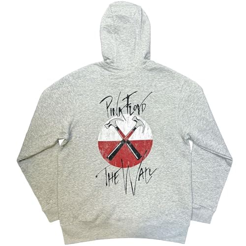 Image of Pink Floyd Hoodie The Wall Faded Hammers Logo Official Mens Grey Pullover XXXL