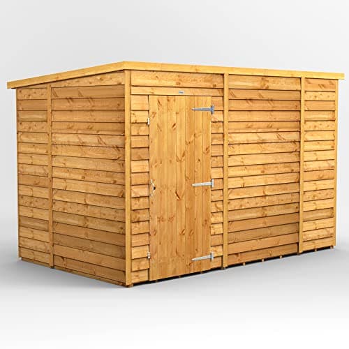 Image of Powersheds High Grade Premium Pent Overlap Wooden Shed, Security Features, Door Flexibility, made from 10 mm Extra Thick Timber (Windowless)