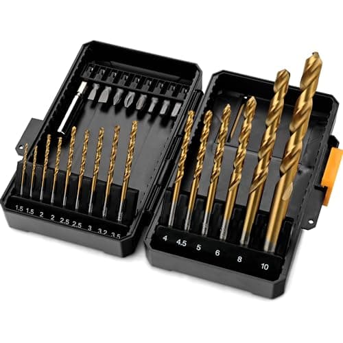 Image of Hi-Spec 24pc HSS Metal Drill Bits & 1/4" Hex Shank Screw Driver Bit Set for Drill Drivers in a Compact Tool Box Case