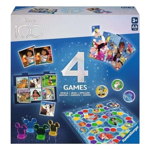 Image of Ravensburger Disney 100th Anniversary 4-in-1 Games Compendium Set for Kids Age 3 Years Up