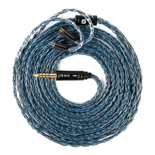 Image of keephifi 1.5m/5ft 2 Pin IEM Cable 4.4mm, KBEAR ST16 Max BlackBlue in Ear Monitor Cable Earbud Wire, 16-Strand SPC Headphone Cable for Truthear Hexa/HOLA/Zero, Moondrop Blessing/Aria/Stellaris