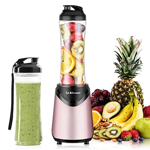Image of La Reveuse Smoothie Blender Personal Size with 2 BPA Free Portable Travel Sports Bottles (550ml),300 Watts,Pink