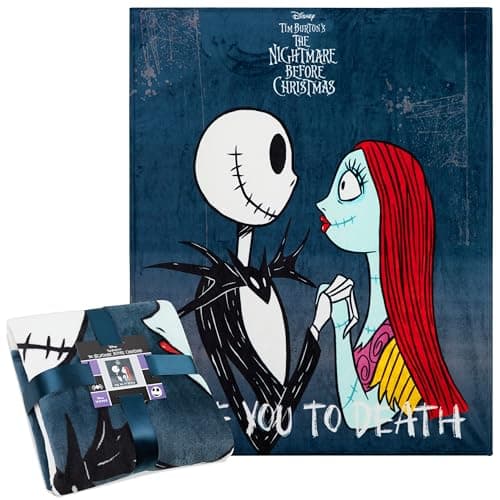 Image of Disney The Nightmare Before Christmas Fleece Blanket 150 x 130cm, Soft Warm Bed & Sofa Throw Blanket, Secret Santa Xmas Gifts (Multi)