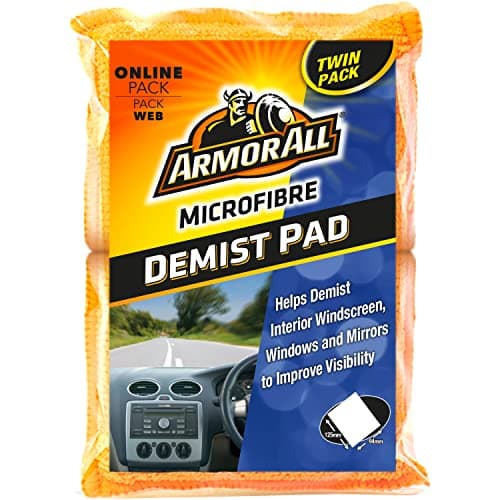 Image of Armor All, Microfibre Car Demist Pad, Set of 2, Quick Demisting for Clear Vision, Gentle and Scratch-Free Cleaning, Designed for Windscreen, Windows and Mirrors, Ideal for Car & Motorcycle Detailing
