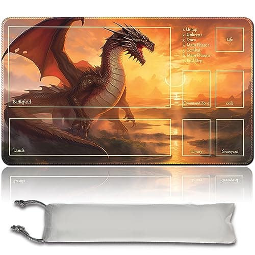 Image of Board Game MTG Playmat + Free Waterproof Bag, Stitched Edges, Smooth Rubber Surface, MTG PlayMat with Zones (An Original ANCESTRAL MASK Playmat) (MTG (13))