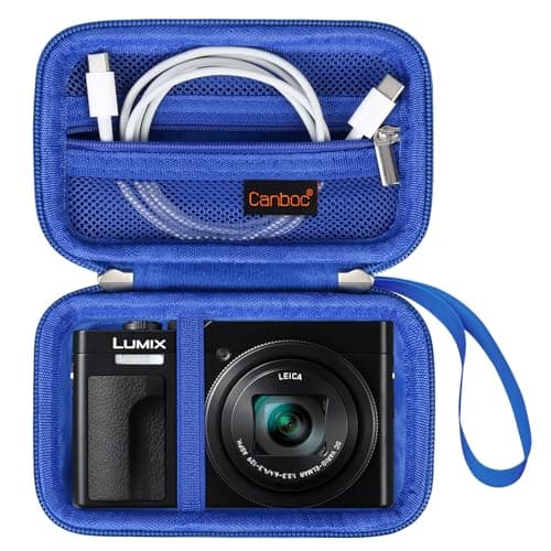 Image of Canboc Carrying Case for Panasonic LUMIX DC-TZ99/ LX10/ ZS80/ ZS100/ ZS70/ ZS200/ ZS60 4K Digital Camera, Point and Shoot Camera Bag, Zipper Mesh Pocket fits USB Cable, Batteries, Blue