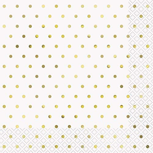 Image of Gold Foil-Stamped Dots Luncheon Napkins (16cm) Pack of 16 - Perfect for Parties & Events
