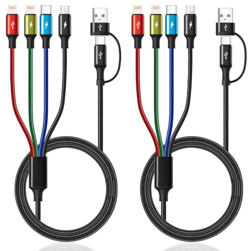 Image of Minlu Multi Charger Cable 4 in 2, USB Charging Cable [2Pack 3M] Fast Charging Cable with Data Transfer, Nylon Braided with Micro USB/Type C/Lightning for iPhone,Android,Galaxy,Huawei,Nexus,LG,Sony