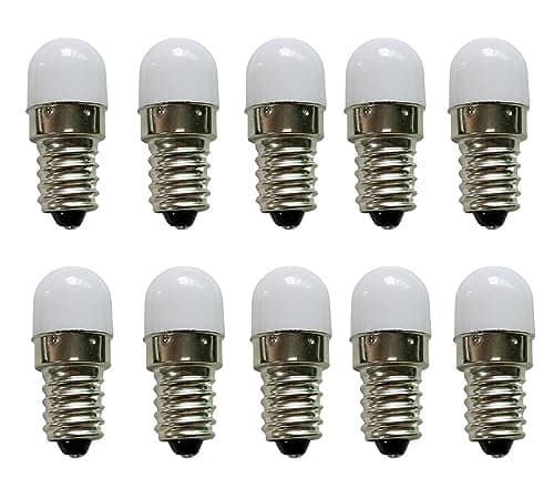 Image of ShuoHui E10 LED Light Bulb, 3 V to 24 V, Warm White, Pack of 10 AC/DC E10 Miniature Screw LED Lamps, Torches, 0.2 W, 3000 K (3 Volt)
