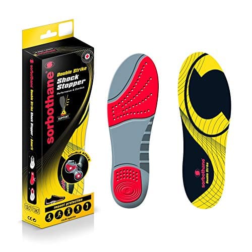 Image of Sorbothane Double Strike Insoles, UK Size 9, Shock Absorbing Shoe Inserts for Impact Reduction and Athletic Use, Footbeds for Forefoot and Heel Support, Sole Replacement for Walking and Running