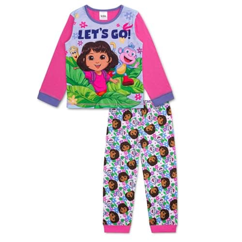 Image of DORA the Explorer Girls Pyjamas Pj's | Soft Cotton Character Nightwear | 18–24 Months to 6–7 Years (UK, Age, 5 Years, 6 Years) Pink
