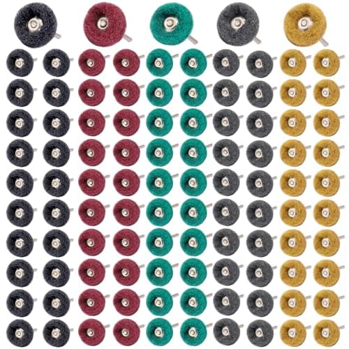 Image of Shineboc 100 Pieces Abrasive Wheels, 25mm Abrasive Buffing Polishing Wheels Set with 1/8" (3mm) 80/150/240/400/600 Grit for Dremel Rotary Tools