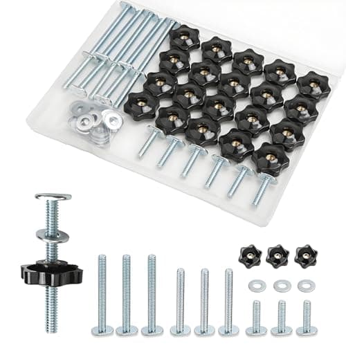Image of XILIYAI 20 Sets T-Track Knob Kit, with Star Knobs and Washers – T Track Accessories for Woodworking Jigs and Fixtures, T Slot Bolts, T Track Clamp
