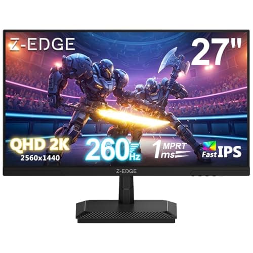 Image of Z-Edge 27 Inch QHD Gaming Monitor 260Hz 240Hz 1ms MPRT, 2K 2560x1440 IPS Panel, 350cd/m² Brightness, HDR10, FreeSync, DisplayPort (260Hz 240Hz), HDMI (144Hz), VESA Mountable, Black
