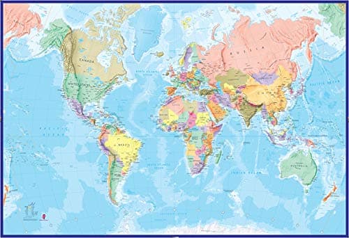 Image of Maps International - Giant World Map Mural - Mega-Map Of The World - 232 x 158 - Blue Ocean