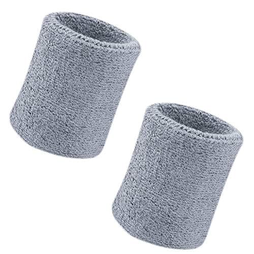 Image of Vidillo Wrist Sweatband 2 Pack, 4 Inch Sports Wristband Soft Thicken Cotton, for Tennis, Gymnastics, Football, Basketball, Running, Athletic Sports (Grey)