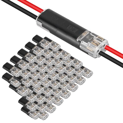Image of AITRIP 50PCS Waterproof Automotive Wire Connectors 2-Pin, 2-Pin Plug Cable Connectors, Quick 12V Automotive Wire Crimp Connectors for 18-22 AWG Wires, Plug-in Cable Terminals