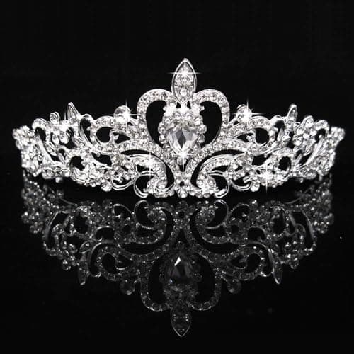 Image of Crystal Rhinestone Tiara Crown for Princess Bridal Prom Bridal Party Wedding Hair Headband for Women (Crown-A)
