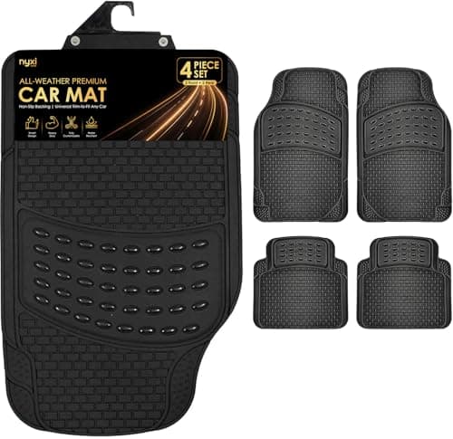 Image of Nyxi 4 Piece Rubber Car Mat (Front + Rear) Universal Non-Slip Deep Dish Heavy Duty for Cars SUV Truck and VAN, Water Proof, All Weather