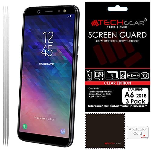 Image of TECHGEAR [3 Pack] Screen Protectors for Galaxy A6 (SM-A600 Series) - Clear Lcd Screen Protectors Cover Guards Compatible with Samsung Galaxy A6 2018