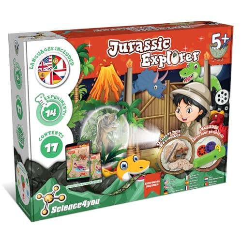 Image of Science4you Jurassic Explorer - Dinosaur Toy for Boys Girls Age 4 5 6+, Science Kit with 24+ Experiments and Crafts Kids: Egg, Figure, Volcano, Fossils - Gift for Kids