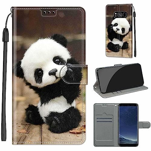 Image of for Samsung Galaxy S8 Case, PU Leather Wallet Book Flip Folio Stand View Cover Pouch Compatible with Samsung S8 Phone Case (Panda)