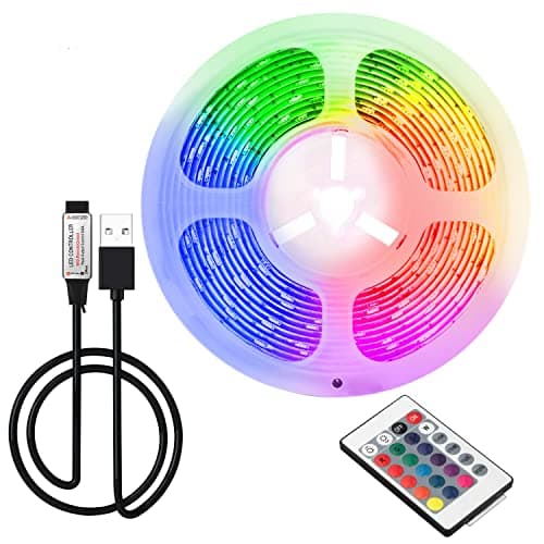 Image of ruimeimei 6.56ft/2M USB LED Strip Lights, 5 Volts 16 Color 5050 LED,24 Keys Remote DIY Indoor Decoration, for TV Backlight,