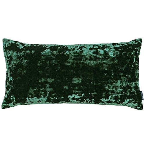 Image of Riva Paoletti Roma Square Feather Filled Cushion Green-Crushed Velvet Look and Feel-Hidden Zip Closure-Machine Washable-100 Case (20" x 20" inches), Polyester, Emerald, 50 x 50cm