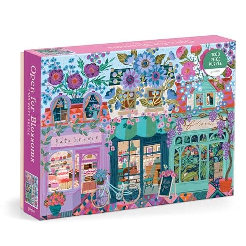 Image of Galison Open For Blossoms – 1000 Piece Jigsaw Puzzle Featuring Beautiful Artwork Of A Storefront Adorned With Blossoming Florals