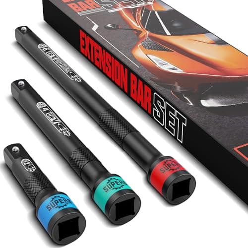 Image of KIRXST 1/4" Impact Socket Extension Bar Set, 3 Piece Drive Extension Bar 50mm 100mm 150mm, CR-V Steel Wrench Extender for Manual Pneumatic Torque Wrench