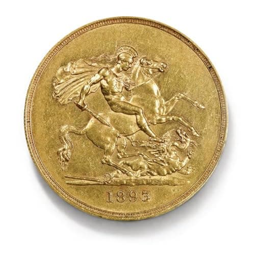 Image of Great Britain 1893 Gold Sovereign Queen Victoria Coin, Old British St George Gold Coins for Collectors, UK Antique Coin Set, United Kingdom Ancient Coins Collection