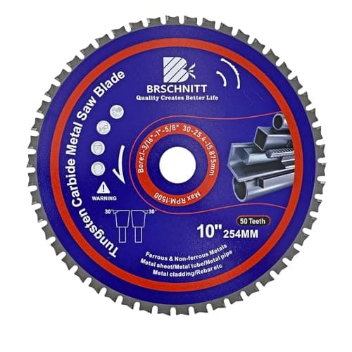 Image of 254MM Metal Cutting Circular Saw Blade - BRSCHNITT Tungsten Carbide Tipped TCT Saw Blades for Steel, Nickel, Titanium, Ferrous Metals, Steel Pipe（50T Arbor:30MM/25.4MM/15.875MM）