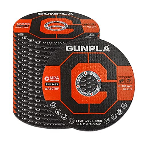 Image of Gunpla Cut Off Wheels 20-Pieces Metal and Stainless Steel Cutting Discs, 115mm x 1.2mm x 22.2mm Thin Abrasive Blades Set for Angle Grinders, Metals, Iron Sheets