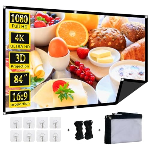Image of Foldable 84-inch Projector Screen,XINLEMY 4k 16:9 Anti-Crease Portable Washable Projector Backing Black Absorbs Light Movies Screens for Home Theater Backyard Indoor and Outdoor camping