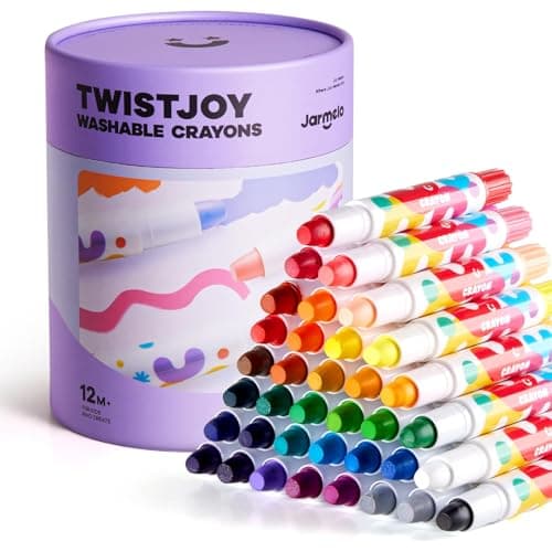 Image of Jar Melo TwistJoy Jumbo Crayons for Kids, 36 Colors Non Toxic Chunky Crayon for Toddlers Easy to Hold, Washable & Safe Colouring Crayons, Art Gift for Boys and Girls