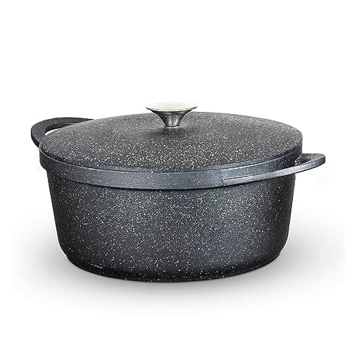 Image of Tower Precision Casserole Pot with Aluminium Lid, Lightweight Cast Aluminium, 28cm, Black, T900192