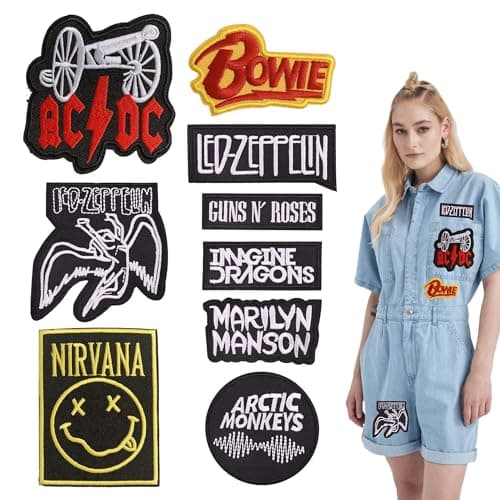 Image of 9PCS Band Patches for Jackets Sew on Patches for Clothing Band Badges Rock Band Patches DIY Clothes Stickers Clothing Customization with Badges Backpacks Jackets Jeans Hats Repair Holes