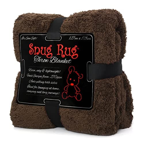 Image of Snug Rug Blanket Sherpa Fleece Luxury For Sofa Blankets Warm Winter Soft Throws 127 x 178cm (50" x 70") (Chocolate Brown)