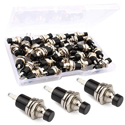 Image of RUNCCI-YUN 30pcs black 7mm Momentary Mini Push Button Switch Normal Open, 250VAC 1A SPST ON/OFF 2 Pin Round push switches for Model Railway Hobby