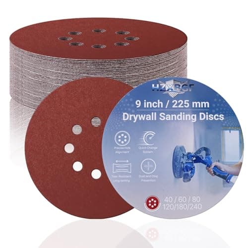Image of 20 PCS 225mm 8 Hole Sanding Discs for Drywall Sander, 180 Grit Hook and Loop Sandpaper, Round Sanding Sheets for Wall Refinishing, Woodworking, and Popcorn Ceiling Removing