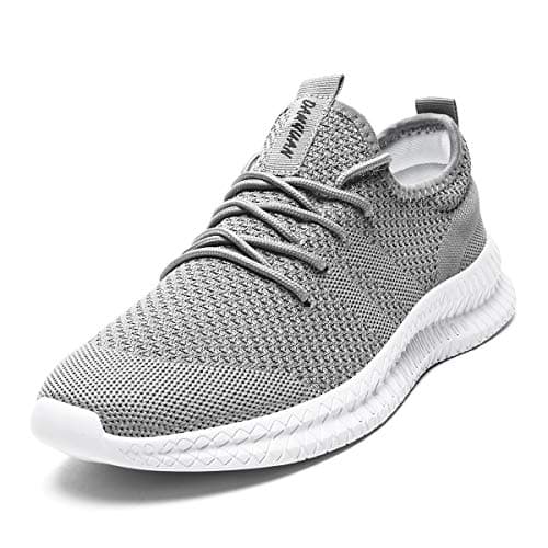 Image of Tvtaop Mens Trainers Road Running Shoes Sneaker Gym Athletic Breathable Outdoor Sports Jogging Fitness Non Slip Lightweight Comfortable Casual Walking Shoes Grey 7 UK